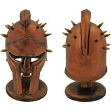 India Made Mini Gladiator Helmet With Wooden Stand - Copper Finish Display Piece by India Made