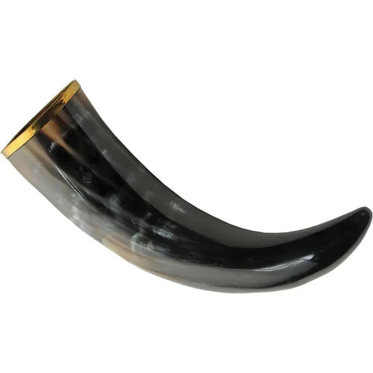 India Made Viking Drinking Horn - Handcrafted Buffalo Horn With Brass Accents And Food Safe Lacquer by India Made