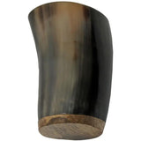 India Made Viking Grog Cup - Handcrafted Black Horn With Wood Bottom, Natural Height Variance by India Made