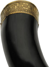 India Made Fancy Viking Horn - 12 To 14 Inch Natural Horn With Brass Rim And Tip by India Made