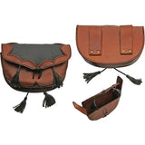 Rite Edge Medieval Belt Bag - Brown Black Leather With Belt Loop And Tassels, 8.25x5.5x2 Inches by Rite Edge