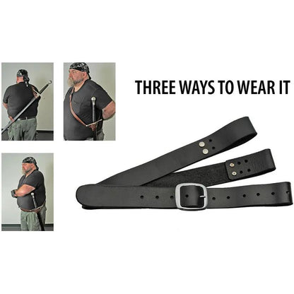Rite Edge Sword Belt Black HS-4413BK - Three Way Wear Durable Leather Belt for Cosplay and LARP by Rite Edge