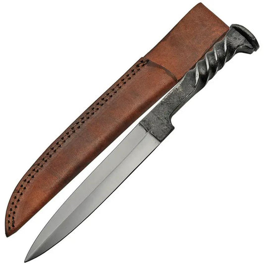 Rite Edge Railroad Spike Fixed Blade HS-4415 - Handcrafted From Railroad Spike With Twisted Handle Leather Sheath by Rite Edge