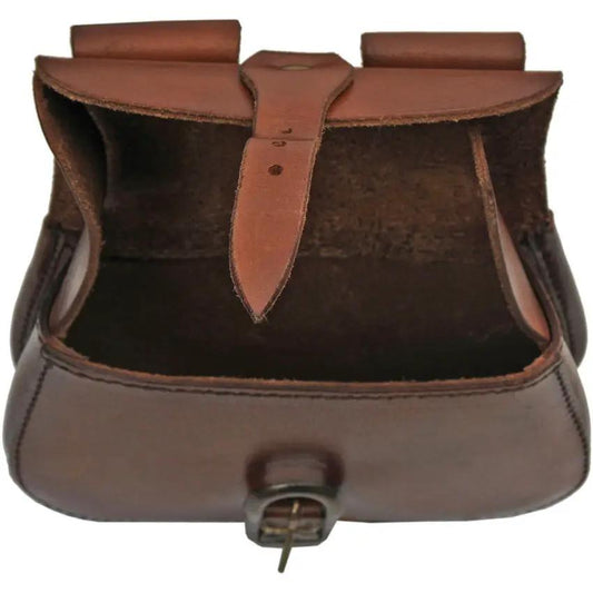 Pakistan Medieval Saddle Bag HS 4420 Brown Leather Pouch For Riders And Reenactors Durable Buckle Closure 8 By 6 Inches by Pakistan