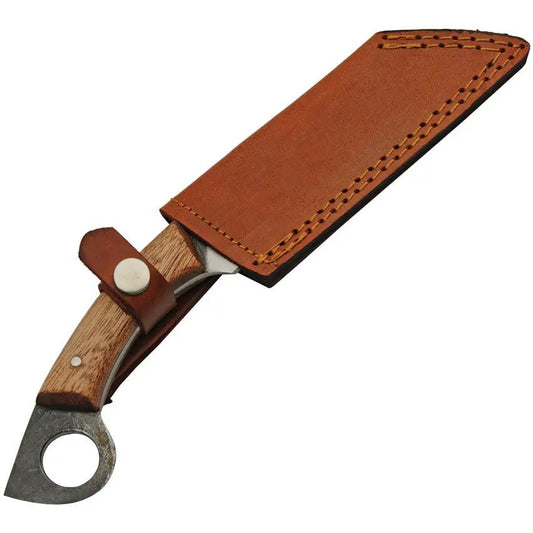 Rite Edge Ring Seax Knife - Hammered Stainless Blade, Full Tang, Brown Wood Handle, Finger Ring by Rite Edge