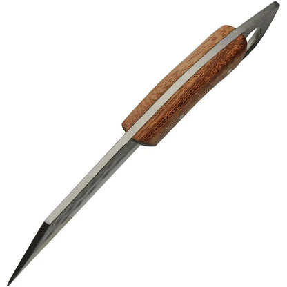 Rite Edge Ring Seax Knife - Hammered Stainless Blade, Full Tang, Brown Wood Handle, Finger Ring by Rite Edge