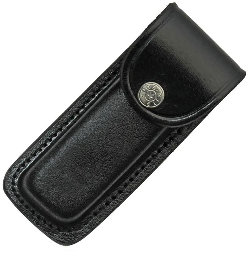 Sheaths Folding Knife Sheath Black Leather Fits Up To 5 Inch Closed Folding Knife by Sheaths