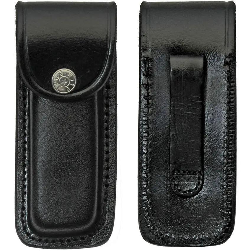 Sheaths Folding Knife Sheath Black Leather Fits Up To 5 Inch Closed Folding Knife by Sheaths