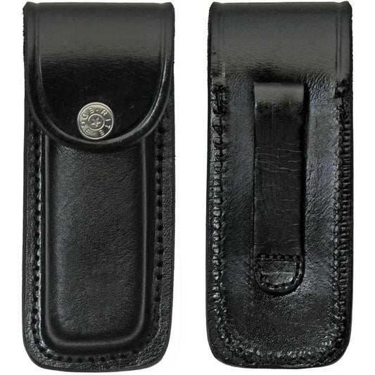 Sheaths Folding Knife Sheath Black Leather Fits Up To 5 Inch Closed Folding Knife by Sheaths