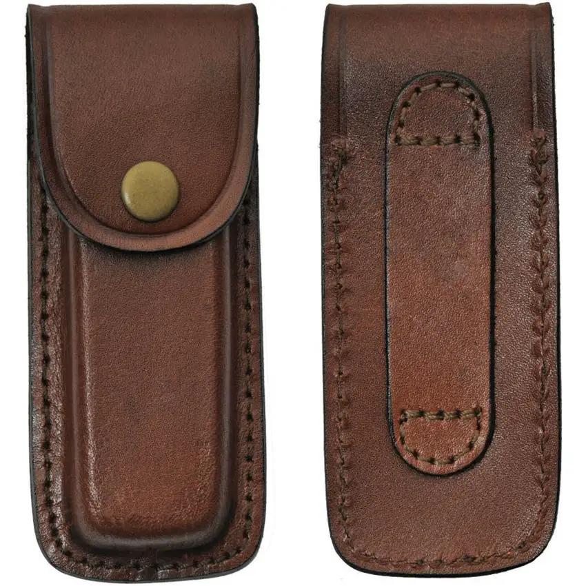 Sheaths Folding Knife Sheath - Brown Leather Construction Fits 5 Inch Folding Knife by Sheaths