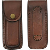Sheaths Folding Knife Sheath - Brown Leather Construction Fits 5 Inch Folding Knife by Sheaths