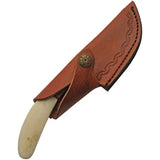 Rite Edge Curved Stag Skinner DH-8029 - Satin Stainless Curved Blade, Natural Bone Handle, Full Tang, Belt Sheath by Rite Edge