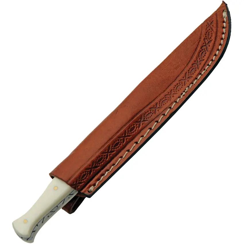 Pakistan Thin Filework Dagger DH-8037BO Satin Blade Full Tang With White Bone Handle And Leather Sheath For Collectors by Pakistan