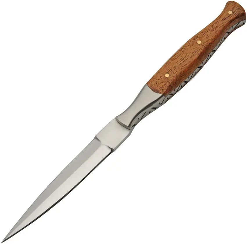 Pakistan Premium Filework Dagger 8.5in Satin Blade Full Tang Wood Handle Brown Leather Belt Sheath for Collectors by Pakistan