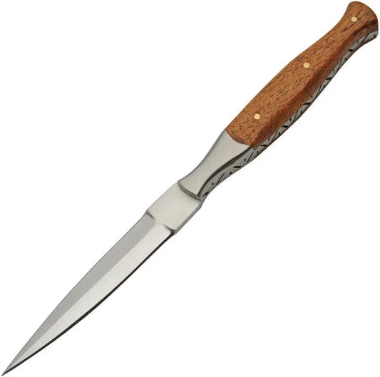 Pakistan Premium Filework Dagger 8.5in Satin Blade Full Tang Wood Handle Brown Leather Belt Sheath for Collectors by Pakistan