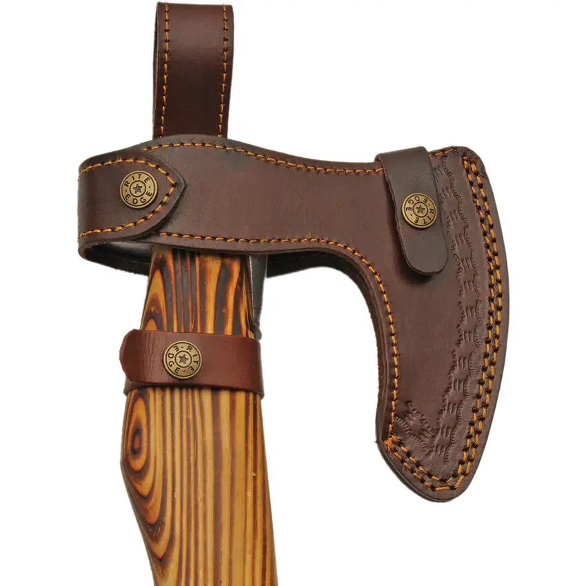 Broadaxe Pakistan Raven Feather With Stainless Head And Burnt Ash Handle Leather Belt Sheath For Outdoor Survival by Pakistan