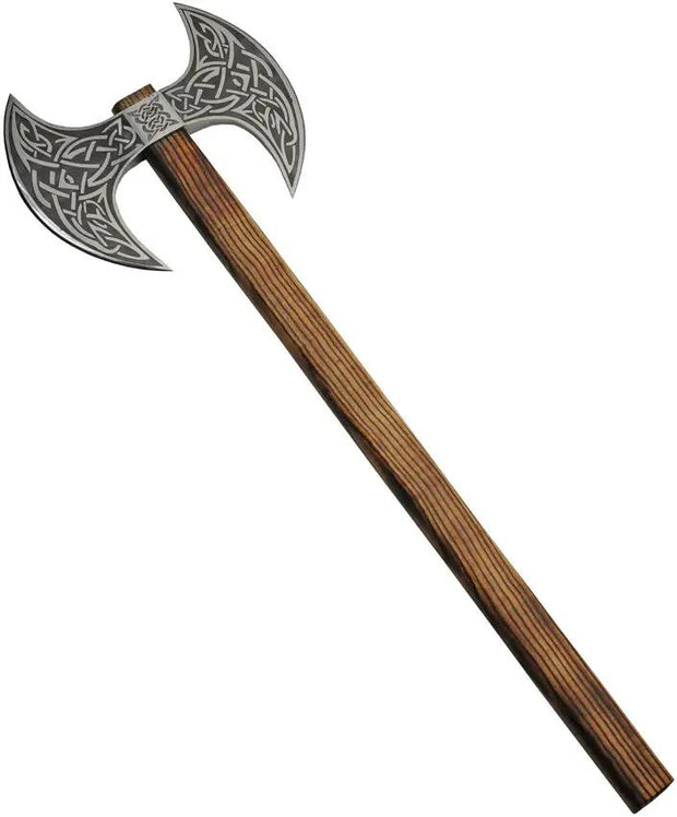 Pakistan Celtic Battle Axe Stainless 11 Inch Head 9 Inch Cutting Edge Burnt Ash Wood Handle Leather Sheath Outdoor Ready by Pakistan