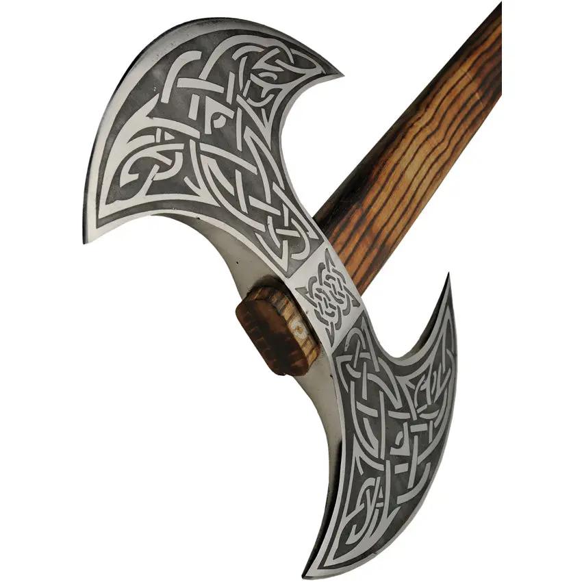 Pakistan Celtic Battle Axe Stainless 11 Inch Head 9 Inch Cutting Edge Burnt Ash Wood Handle Leather Sheath Outdoor Ready by Pakistan