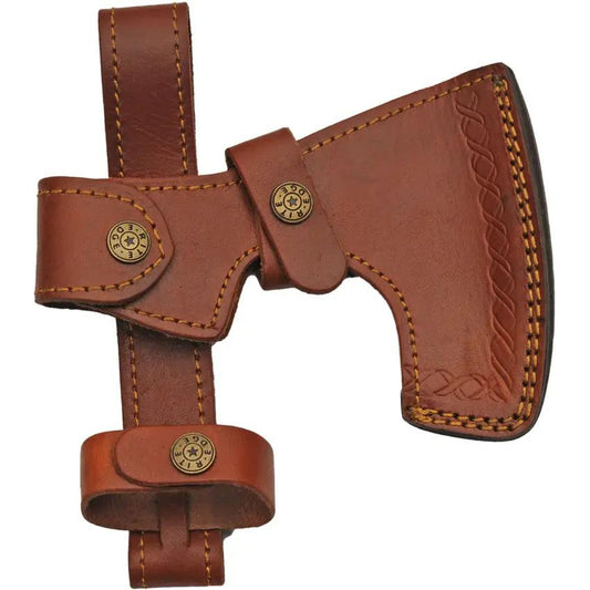 Pakistan Grooved Axe 20 Inch With Hammered Satin Stainless Head Burnt Ash Wood Handle Leather Sheath Outdoors by Pakistan