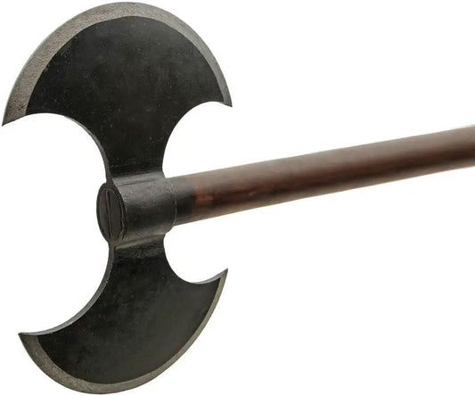 India Made Double Blade Battle Axe - 30 Inch Overall Brown Wood Handle 12 Inch Forged Look Stainless Head by India Made