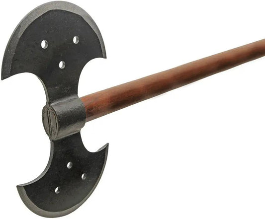 India Made Tri Double Head Axe - 30 Inch Overall With Brown Wood Handle And 12 Inch Forged Look Stainless Head by India Made