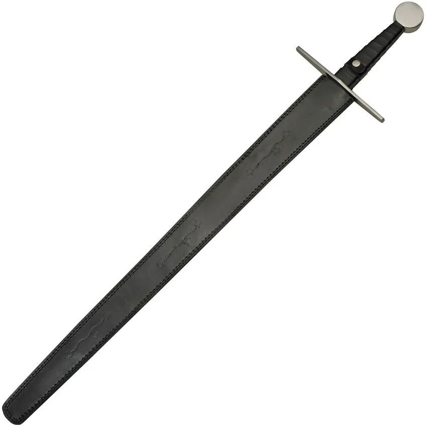 Pakistan Plain Guard Medieval Sword Satin Blade 40in With Leather Wrapped Handle Belt Sheath 901142LBS Elite Collectors by Pakistan