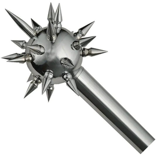Pakistan Silver Mace Ball Spike 34.75in Stainless Shaft Faux Leather Handle 4in Aluminum Spikes Boxed for Collectors by Pakistan