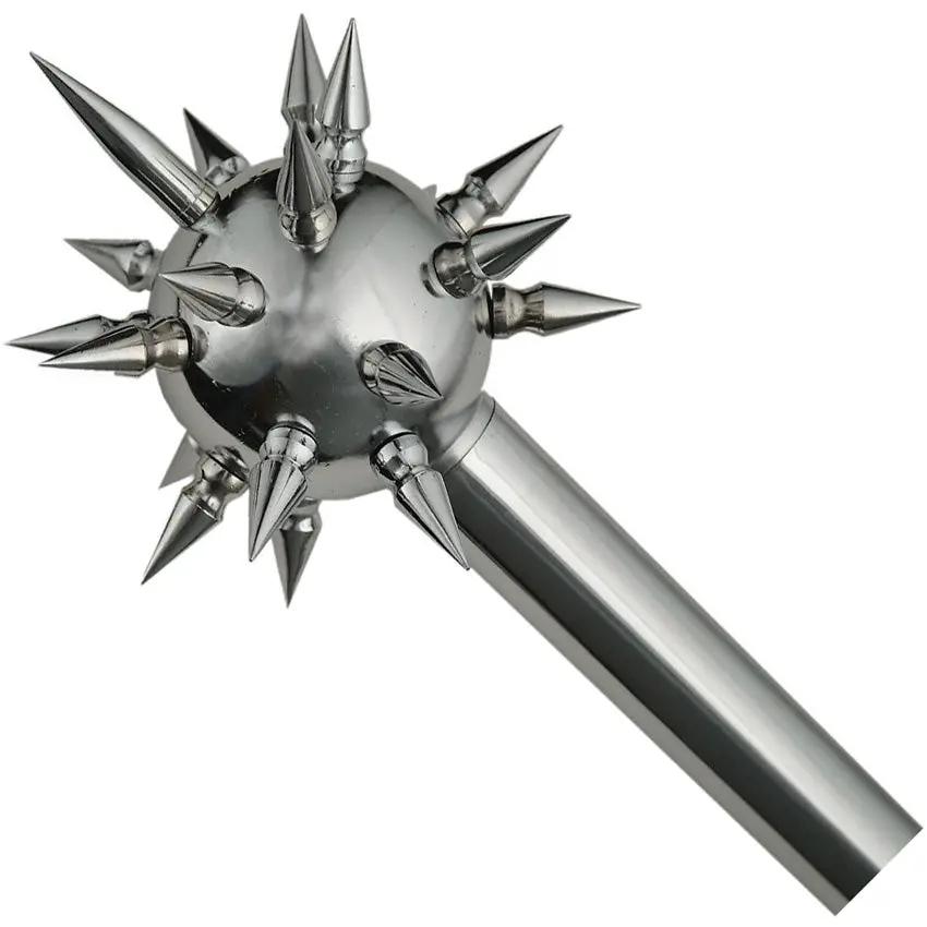 Pakistan Silver Mace Ball Spike 34.75in Stainless Shaft Faux Leather Handle 4in Aluminum Spikes Boxed for Collectors by Pakistan