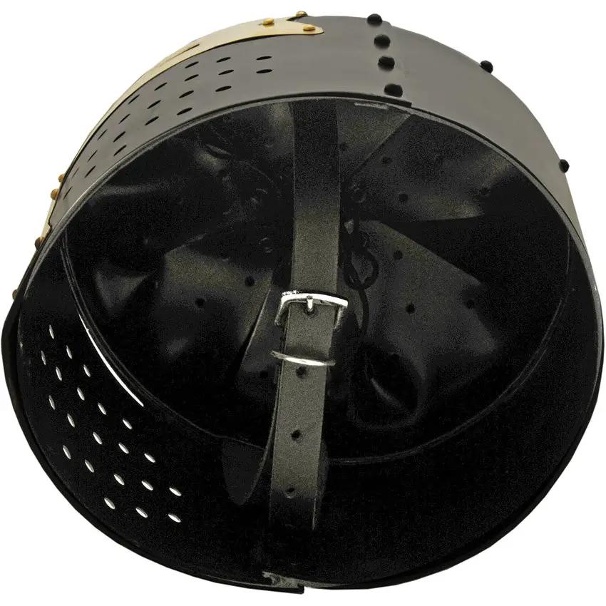Pakistan Crusader Great Helm Carbon Steel LARP Cosplay Helmet With Brass Highlights by Pakistan