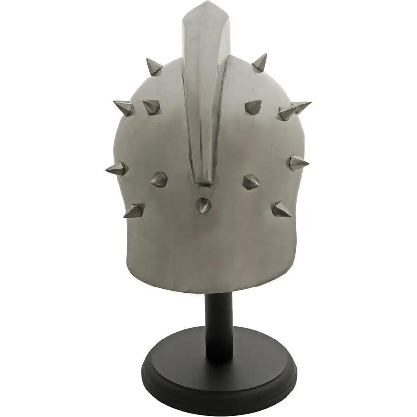 Centurion Collectibles Gladiator Display Helmet - Silver Finish With Wooden Stand, Carbon Steel Construction by India Made