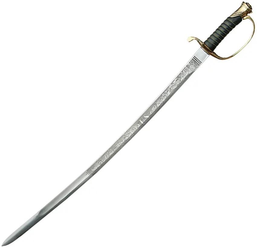 Pakistan Staff Officer Sword With Etched Blade Wire Wrapped Handle Brass D Guard Scabbard For Collectors by Pakistan