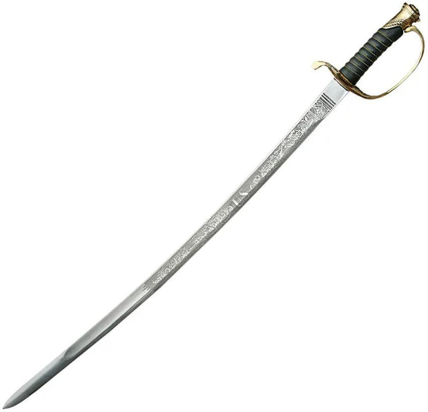 Pakistan Staff Officer Sword With Etched Blade Wire Wrapped Handle Brass D Guard Scabbard For Collectors by Pakistan