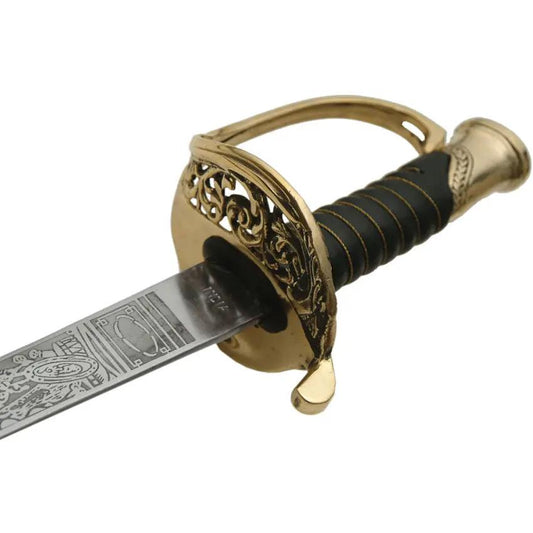 Pakistan Staff Officer Sword With Etched Blade Wire Wrapped Handle Brass D Guard Scabbard For Collectors by Pakistan