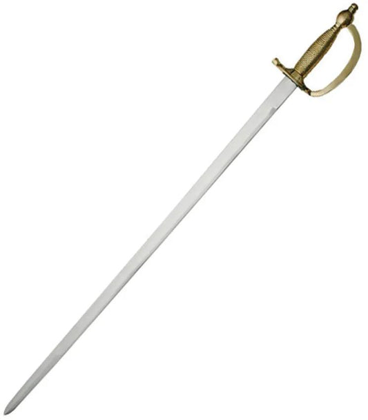 India Made 1840 NCO Sword - Stainless 31-Inch Blade, Brass Wire-Wrapped Grip, Brass Tsuba and Leather Scabbard by India Made