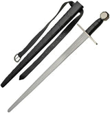 India Made Medieval Belt Sword - 30 Inch Carbon Steel Blade With Leather Wrapped Handle And Shoulder Strap Sheath by India Made