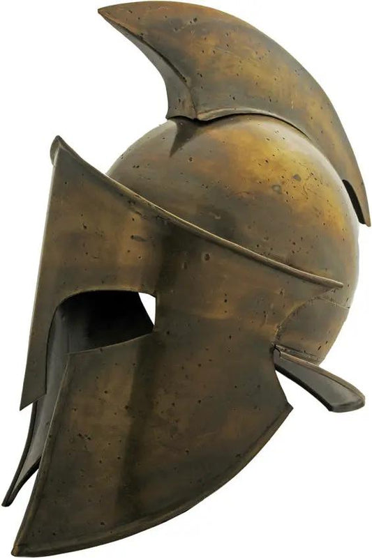 India Made Gold Gladiator Helmet - Brass Finish 18 Gauge Steel With Adjustable Leather Liner by India Made