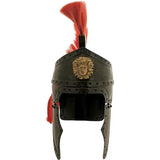 India Made Roman Queens Guard Helmet - Brass Finish 20 Gauge Steel Construction With Adjustable Leather Liner Red Plume by India Made