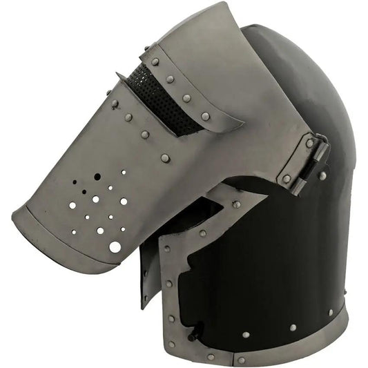 India Made Knights Crusader Helmet - 18 Gauge Cold Rolled Steel With Adjustable Leather Liner by India Made