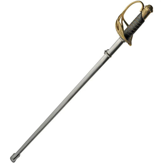 India Made French Style Officer Sword - Stainless 32 Inch Blade Leather Wrapped Handle Brass Guard by India Made
