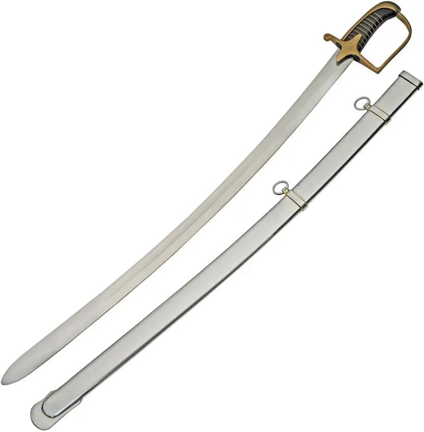 India Made French Style Napoleon Sword - Satin Stainless Blade, Brass Guard, Metal Scabbard by India Made
