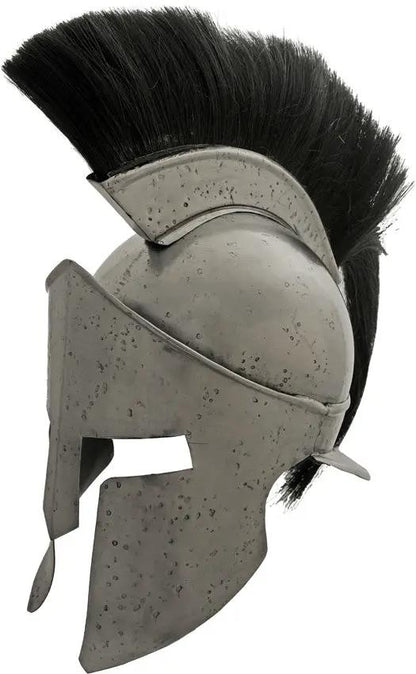 India Made Roman Helmet - Carbon Steel Construction With Adjustable Leather Liner And Black Plume by India Made