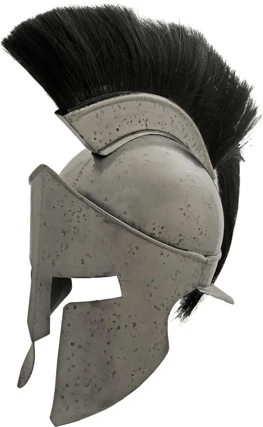India Made Roman Helmet - Carbon Steel Construction With Adjustable Leather Liner And Black Plume by India Made