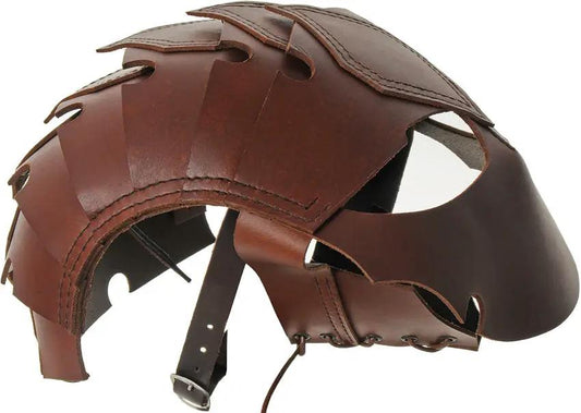 India Made Leather Viking Spine Helmet - Top Grain Leather Construction Ensures Durable Wear by India Made