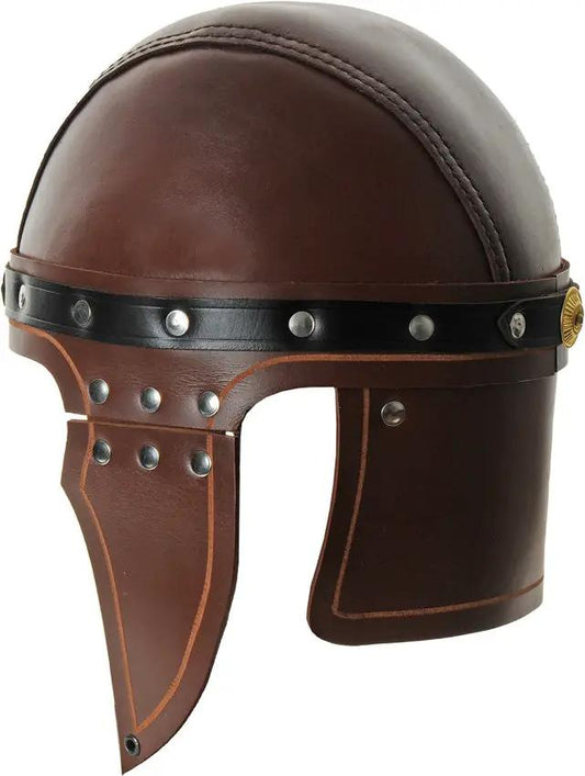 India Made Leather Roman Helmet - Top Grain Leather Construction With Adjustable Interior by India Made