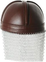 India Made Leather Norman Chain Helmet 911000 - Top Grain Leather With Chain Mail Neck Cover And Chin Strap by India Made