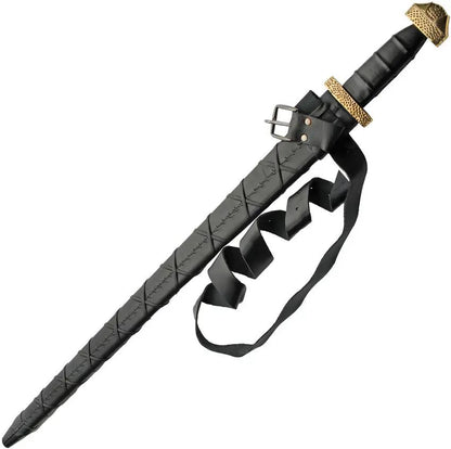 Viking Jarl Sword India Made - Satin Finish Carbon Steel Blade Leather Wrapped Handle Brass Guard and Pommel by India Made