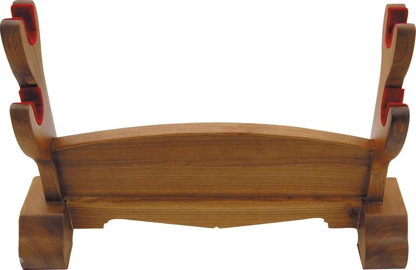 CAS Hanwei Daisho Sword Display Stand For Two Swords For Collectors Oak Tabletop With Red Velvet Cushions by CAS Hanwei