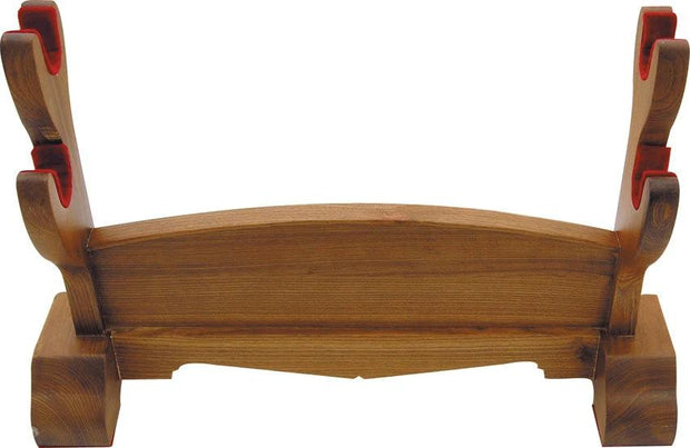 CAS Hanwei Daisho Sword Display Stand For Two Swords For Collectors Oak Tabletop With Red Velvet Cushions by CAS Hanwei