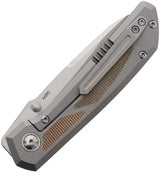Pena Knives Mula Framelock SF Green Brown Micarta - Satin M390 Blade Gray Titanium Handle With Inlays by Pena Knives