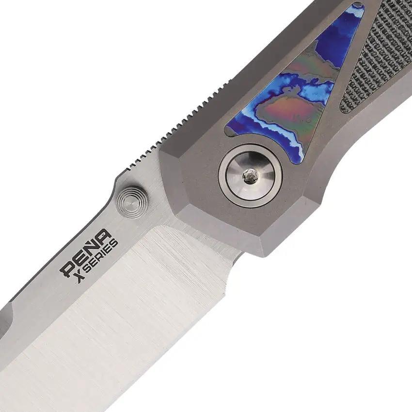 Pena Knives Mula Framelock DP Mic Mok Gray Titanium Handle With Micarta And Mokuti Inlays And Bohler M390 Blade by Pena Knives